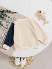 SHEIN Moletom infantil masculino com estampa de animais e gola redonda, manga comprida, fofo e casual, adequado para atividades ao ar livre, outono/inverno - Multicolorido - Ver 2