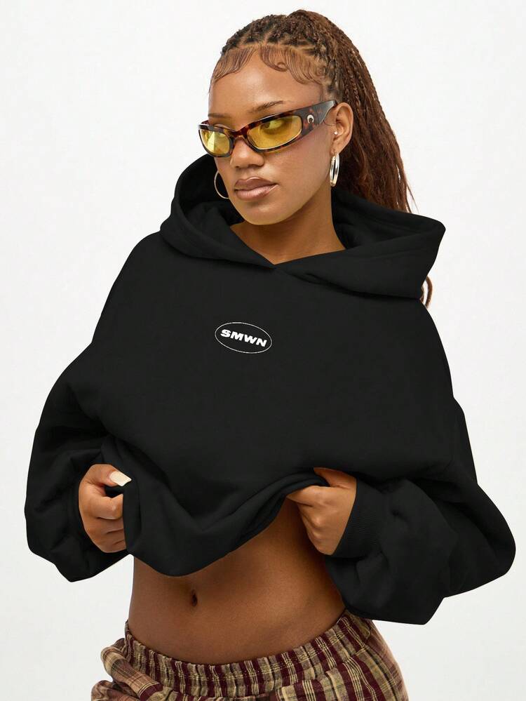 SUMWON WOMEN Oversized Logo Hoodie With Back Graphic Print