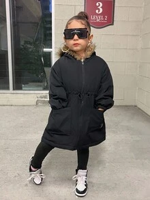 SHEIN Young Girl Cute Leopard Print Hooded Jacket, Versatile For Autumn/Winter - Black - View 6