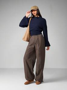 MISSGUIDED Wide Leg Drawstring Parachute Pants Casual Loose Balloon Trousers Fall Winter Utility Cargo Streetwear Fashion Bottoms With Adjustable Hem - Dark Grey - View 3