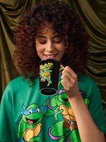 TEENAGE MUTANT NINJA TURTLES | SHEIN 400ml Cartoon Alphabet Printed Ceramic Mug (Microwave And Dishwasher Friendly) - Black - View 2