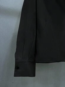 INAWLY Áo khoác dài tay có khóa kéo cỡ tiêu chuẩn dành cho nữ, Thu/Đông - màu đen - Xem 4