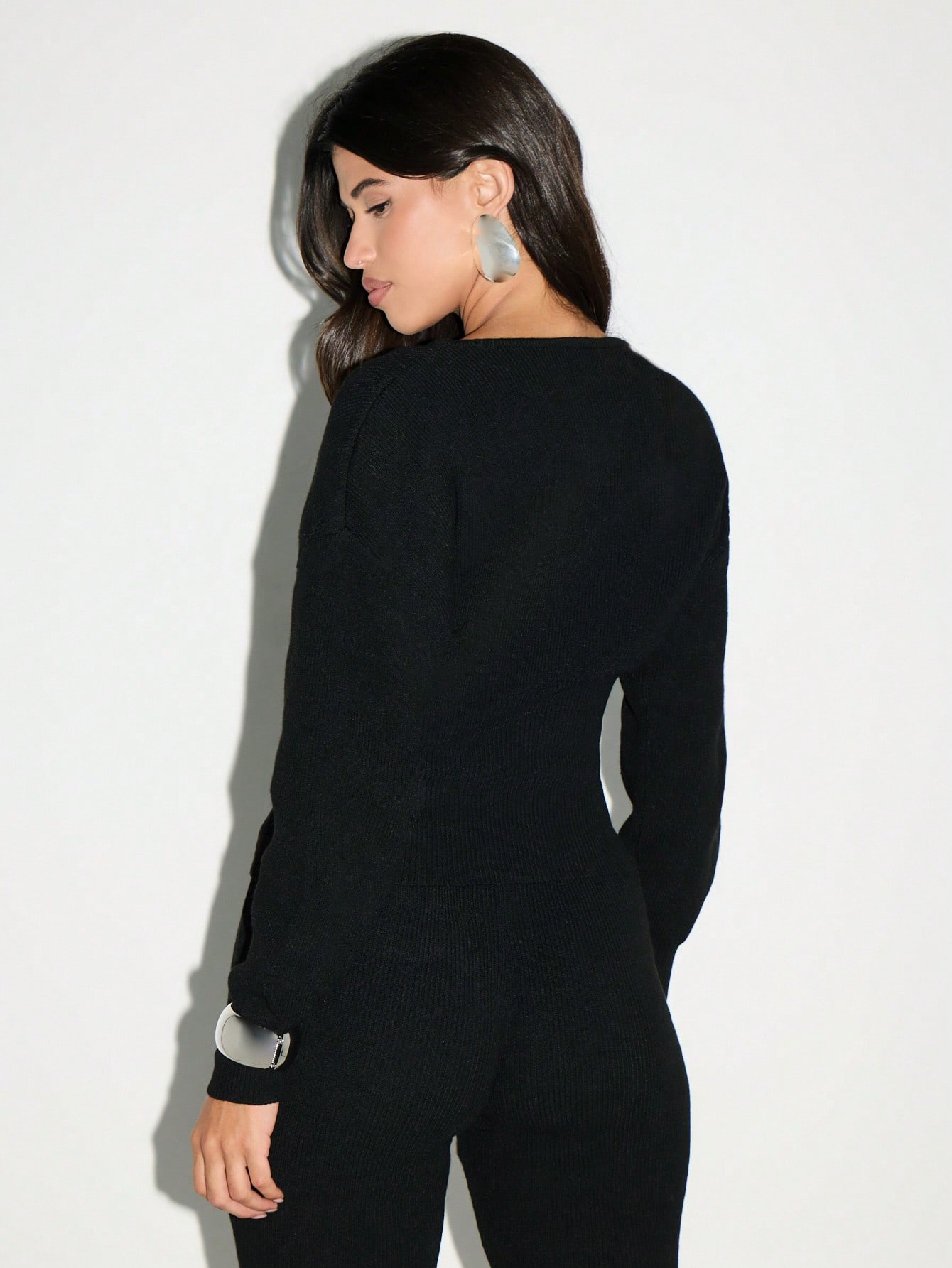 KIZN Gerippter Strickcardigan mit Knopfleiste vorne und verkürzter Länge