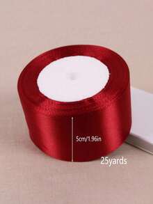 1 Roll/25yards 0.6-5cm Wide Wine Red Ribbons Bow Polyester Ribbon Wedding Decoration Diy Handmade Ribbon Floral Arrangement Baking Packaging,For Christmas Gift