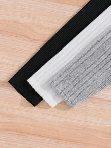 SHEIN 3 件套儿童/青少年男童舒适百搭拉绒高领长袖 T 恤套装，黑色、白色、灰色，适合上学、外出、秋季服装、秋冬 - 彩色 - 查看 4