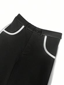 Franclia Quần ống rộng thanh lịch rộng rãi cho nữ, màu đen và be, mùa thu - Đen và trắng - Xem 3