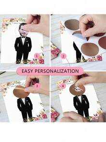 16/48 张婚礼新娘和新郎派对刮刮卡游戏，“谁找到了新郎/新娘”成人派对游戏，有趣的单身派对用品，纸质刮刮卡，适合 18 岁以上的客人，包括 46 张名人卡和 2 张带刮刮贴纸的空白卡，有趣的派对用品 - 彩色 - 查看 5