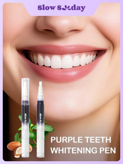 Slow Sunday Purple Teeth Whitening Pen, Get Rid Of Smoke Stains, Coffee Stains, Tea Stains, Keep Your Mouth Clean And White
