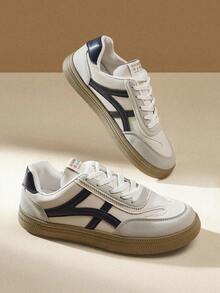 CUCCOO EASI 女士圆头平底休闲运动鞋、通勤和训练鞋、白色鞋子 - 藍色 - 查看 5