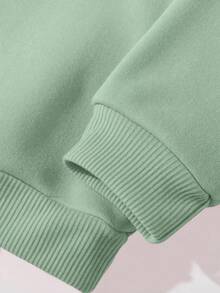 Tween Mädchen Sweatshirt im Teenager-Alter mit süßem minimalistischem Schleifen-Muster in Mintgrün, vielseitig Lässig Campus-Stil für Schule, Ausflüge, Sport und mehr - Grün - Übersicht 4