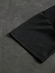 Sport MetroGents 男式宽松杠铃印花落肩黑色运动 T 恤，夏季