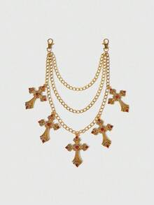 Gold cross triple trouser chain