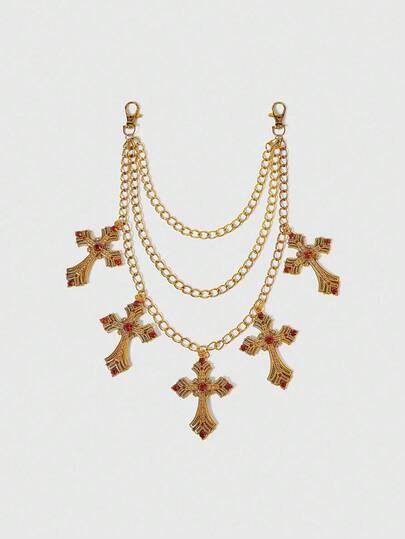 Grunge Punk 1pc Women Star Decor Layered Trouser Chain