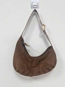 Maija 女士单肩包，流浪包，绒面革，复古，复古，时尚，优雅，简约，个性化，多功能，经典，适合通勤，办公室，约会，日常，购物，下午茶 - 棕色 - 查看 7