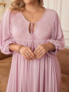 Rosumi Plus Size Solid Long Sleeve Casual Dress, Simple & Fashionable For Everyday Wear,Beach Dress Sundress,Holiday Outfits Boho