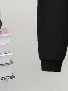 2 件套女童长袖连帽运动衫，字母和可爱动物印花上衣，休闲时尚舒适服装，秋冬 - 彩色 - 查看 7
