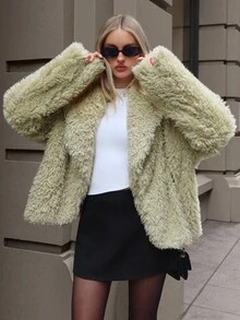 Aloruh Women's Fall/Winter Fluffy Thick & Warm Loose Fit Long SleeveFaux Fur Coat For Women Fashionable Loose Faux Fur Coat,New Short Outerwear