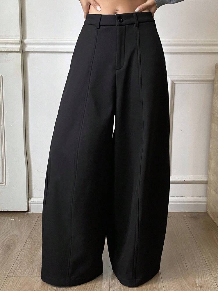 Solid Color Thermal Lined Thick Harem Pants, Casual Street Style Women's Trousers, Autumn/Winter