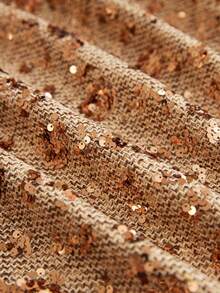 BELROSIE Cappotto lungo da donna con scollo a V, doppiopetto, decorato con bottoni in metallo, in colori marrone e oro, con paillettes, adatto per l'autunno/inverno - Champagne - Visualizzare 7