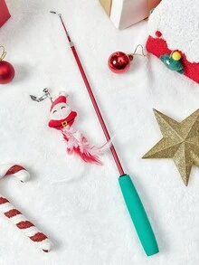 PETSIN 1Pc Three Section Retractable Christmas Cat With A Replacement Head - red-green - View 1