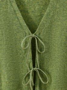 Modelyn Women's Sleeveless Tie-Up Elegant Knitted Vest - Green - View 3