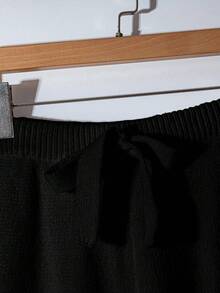 Franclia 2件套女士高端优雅针织毛衣，白色，秋冬 - 黑色 - 查看 4