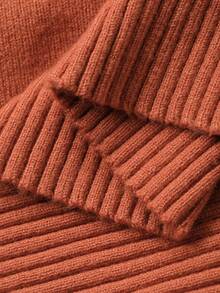 Vivie Lora 女式修身蕾丝领长袖毛衣 - 珊瑚橙 - 查看 7