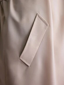 LanaWest 杏色夸张领口通勤长腰收腰女式风衣 - 杏色 - 查看 8