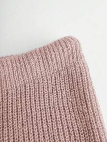 SHEIN Teen Girls 2pcs/Set V-Neck Button Front Top And Knitted Pants Casual Versatile Sweater Outfit Autumn Winter Clothes For Women