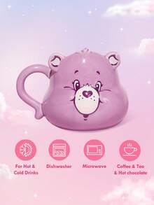 SHEIN X Care Bears 450ml 卡通熊图案陶瓷杯带盖 - Purpleshare Bear,礼品