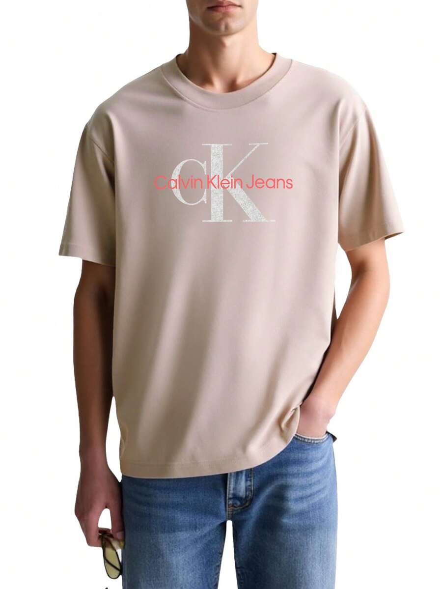 Calvin Klein Men's T-shirts Beige - Beis - Ver 1