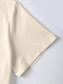 EMERY ROSE Christmas Elements Retro Print Casual Plus Size T-Shirt - Beige - View 5