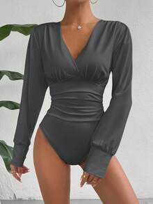 SHEIN Essnce 大码女式白色套装，情人节外出服，春季外出服，度假套装，女士外出连体衣，/秋冬 - 深灰色 - 查看 6