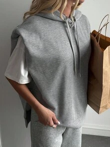 DAZY Women's Loose Casual Street Style Fleece Sweatshirt, Autumn/Winter Hoodies - Light Grey - View 4