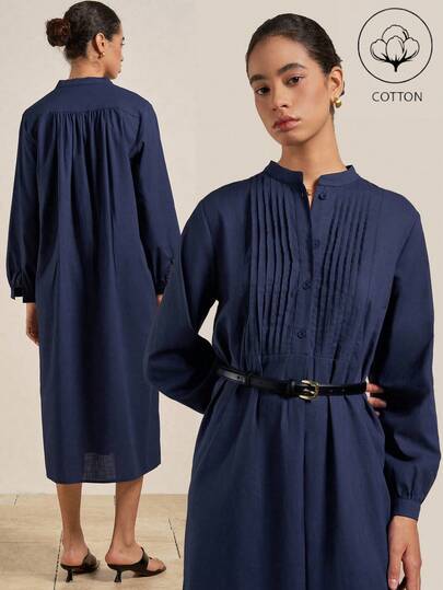 Airaco Damska sukienka do pracy w jednolitym kolorze, o średniej długości, na co dzień