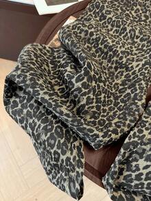 SHEIN Franclia 2025 Höst/Vinter Moderiktiga amerikanska streetstyle leopardmönster lösa raka jeans för kvinnor, enkla byxor för skolstartssäsongen - Multifärgad - Visa 2