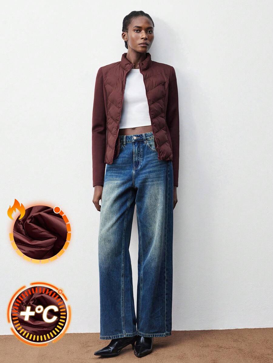 Maija Women's Solid Color Long Sleeve Zipper Front Casual Winter Jacket A Must-Have For Autumn And Winter: A High-End, Comfortable, Vintage-Style Jacket Business Casual Women's Office Wear Low-Key Old Money Style Effortless Temperament High-End Urban Commuting King Magazine Editor-In-Chief Same Style Urban Social Vacation Party Wear Charming Women's Airport Clothing Stockholm Style All-Season Winter Clothes