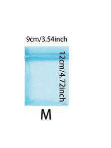 50 件欧根纱礼品袋、珠宝袋、带抽绳的小网袋，适用于包装、珠宝、小礼物、婚礼情人节 - 藍色 - 查看 10