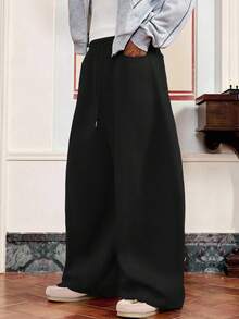 SWAVVY Men's Casual Dark Grey Sweatpants, Standard Size, Pockets, Curved Leg