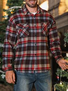 Manfinity CasualCool Men's Casual Plaid Jacket, Suitable For Daily Casual Wear, Commuting, Street Fashion, Suitable For Spring And Autumn. This Jacket Is An Indispensable Versatile Item In A Man's Wardrobe, And Is An Excellent Gift For A Boyfriend Or Husband., Christmas