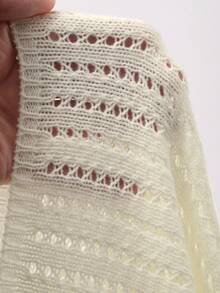 DAZY Bộ đồ nữ thanh lịch gồm áo khoác cardigan cổ chữ V dáng rộng, họa tiết hoa 3D và quần dài/chân váy, thích hợp cho kỳ nghỉ. - Màu be - Xem 7