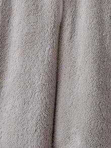 女童灰色毛绒刺绣熊毛绒长袖连帽连体裤家居服 - 灰色 - 查看 6