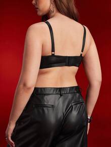 Empress Envy Plus Size Black Charm PU Pearl Decoration Structure Women's Sexy Lingerie Daily Women's Underwear Single Set