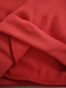 一件大码男童休闲红色卫衣，带口袋，时尚简约设计，适合春、秋、冬季穿着。 - 紅色 - 查看 7