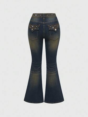 Grunge Punk Jeans da donna con paillettes, stile sexy punk rock Y2K