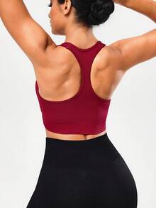 Gameset SHEIN Sport Nahtloser Sport Yoga Doppelschicht BH/Abnehmbarer Körbchen Baumwolle/Rückenfrei Tank Top/Feuchtigkeitsableitend/Fitness Yoga/Outdoor Laufen/Modisch Sexy/Vielseitig