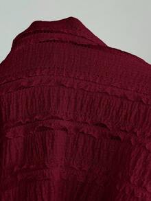 Firerie 大码女式白色浪漫优雅蕾丝提花长袖收腰鱼尾下摆长裙，优雅/工作/度假/派对/约会/情人节/音乐会/表演/正式/高端宴会/舞会/婚礼季/性感/优雅/通勤/返校/度假/海滩/优雅浪漫/办公室魅力/美人鱼风格/生日派对礼服 - 酒紅色 - 查看 9