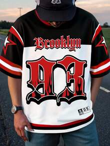 Manfinity Dauomo Kaos Pria Ukuran Besar Motif Api Gaya Streetwear Amerika - MultiWarna - View 3