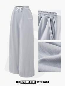 JNSQ Pantalon ample et décontracté à doublure thermique pour préadolescentes, convient pour le port quotidien, les activités extérieures, les vacances, le streetwear, les fêtes et les loisirs, automne/hiver - Gris - Voir 3