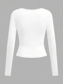 SHEIN EZwear 3pcs Women Casual Wide Neck Bodycon Long Sleeve T-Shirt Set, Autumn/Winter